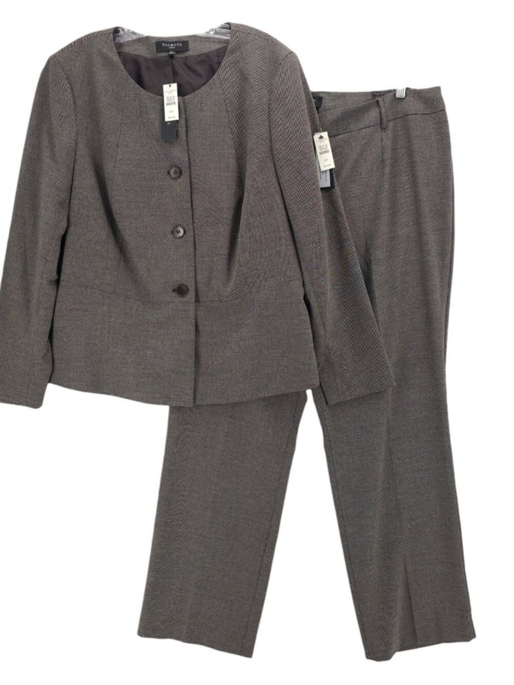 NWT TALBOTS Pant Suit 2-Piece Set Heritage Mini Pattern Stretch Size 16W/18W